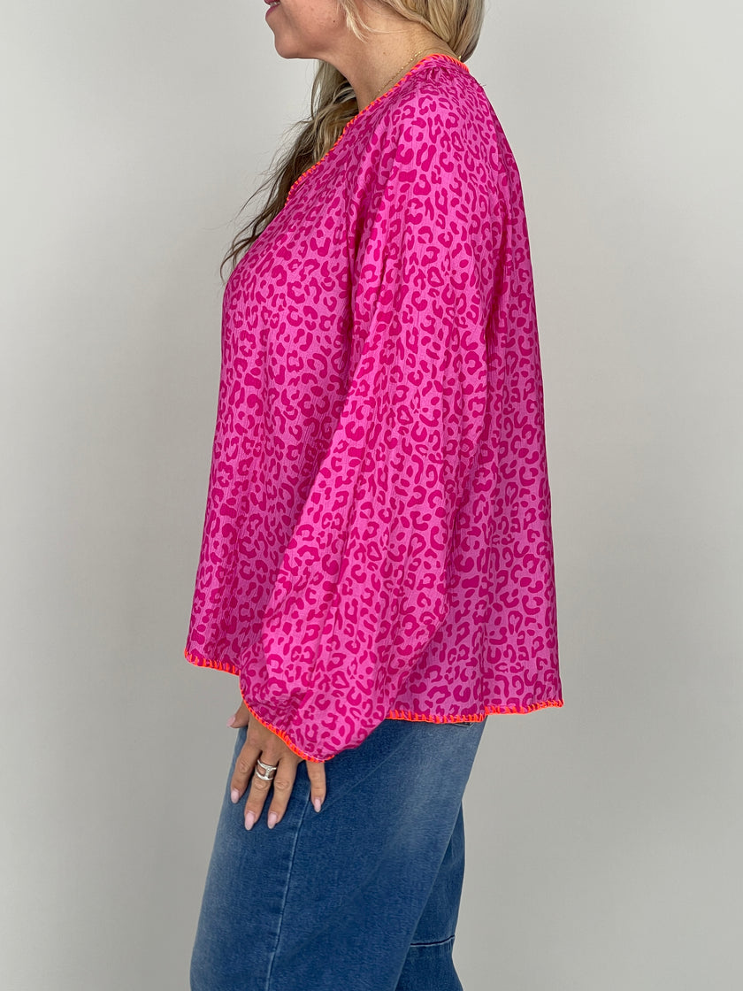 Bluse Leo Muster in Pink