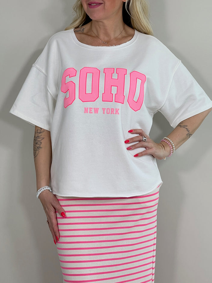 Sweatshirt Kurzarm mit Aufdruck in versch. Farben Artikel 5839