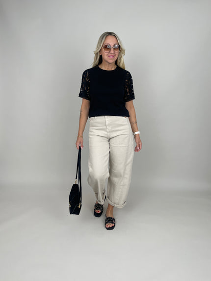 Jeans Barrel Highwaist in Beige