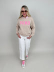 Sweatshirt mit Frottee-Schriftzug in Beige Artikel 6794