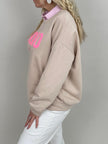 Sweatshirt mit Frottee-Schriftzug in Beige Artikel 6794