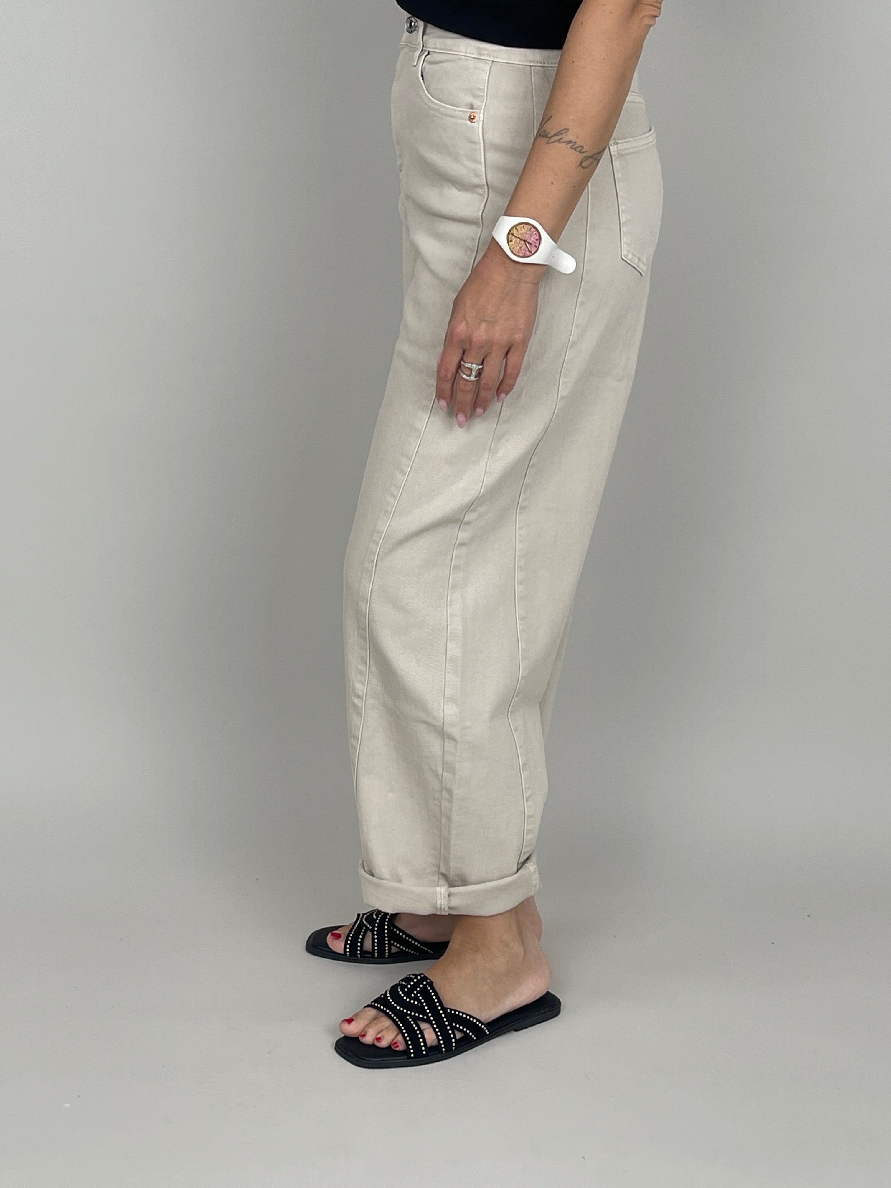 Jeans Barrel Highwaist in Beige