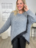 Strickpullover mit Details aus Spitze in Grau Art. 6606