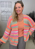 Cardigan Streifen in Orange/Pink/Grün