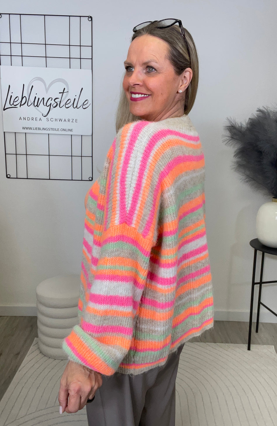Cardigan Streifen in Orange/Pink/Grün (Bitte Lieferzeit beachten! Ca. 1. Woche )