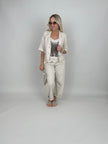 Kurzer Blazer Leinen in Beige