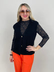 Strickweste mit goldfarbenen Knöpfen in Schwarz Art. 6561
