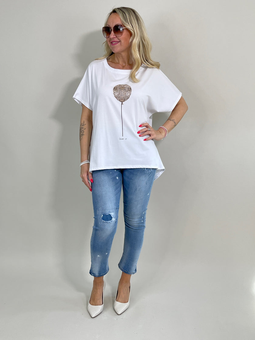 Jeans 7/8 mit Umschlag Destroyed in Blau