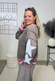 Sweatshirt Sterne-Details in Taupe