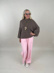 Pullover Grobstrick Uni in Braun Artikel 6256
