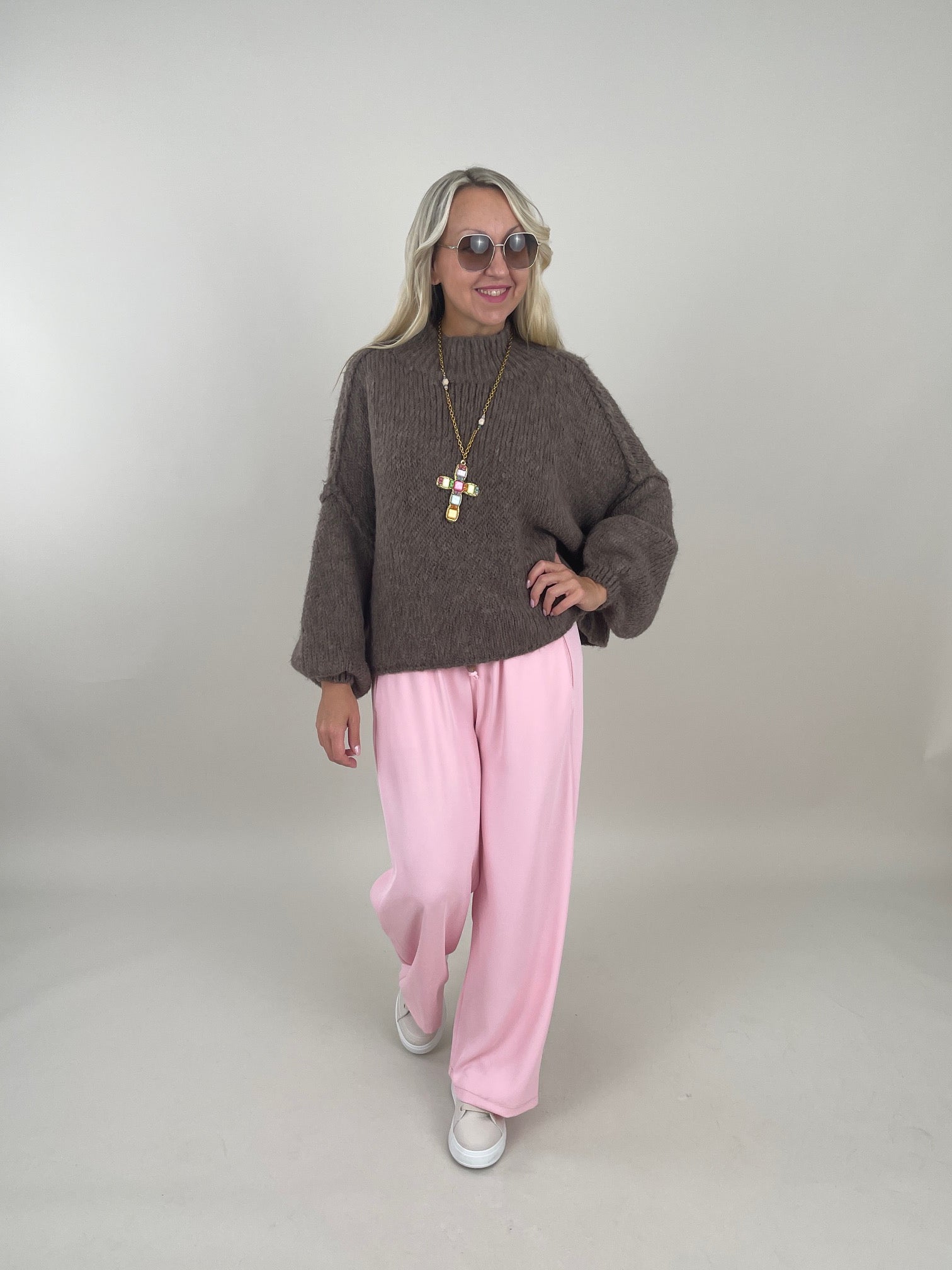 Pullover Grobstrick Uni in Braun Artikel 6256