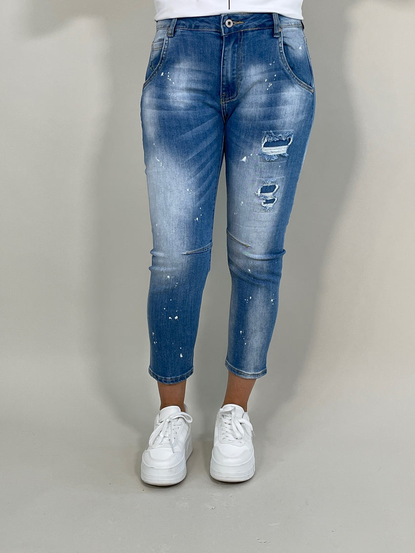 Jeans 7/8 Destroyed in Blau Artikel 5841