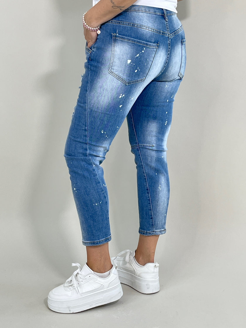 Jeans 7/8 Destroyed in Blau Artikel 5841