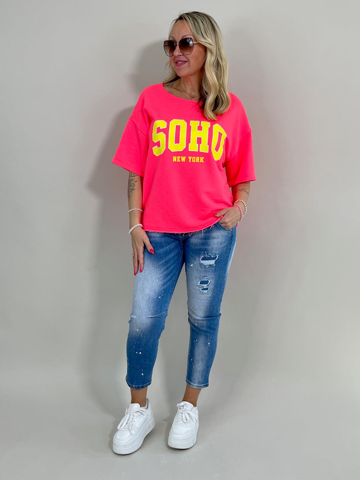 Sweatshirt Kurzarm mit Aufdruck in versch. Farben Artikel 5839