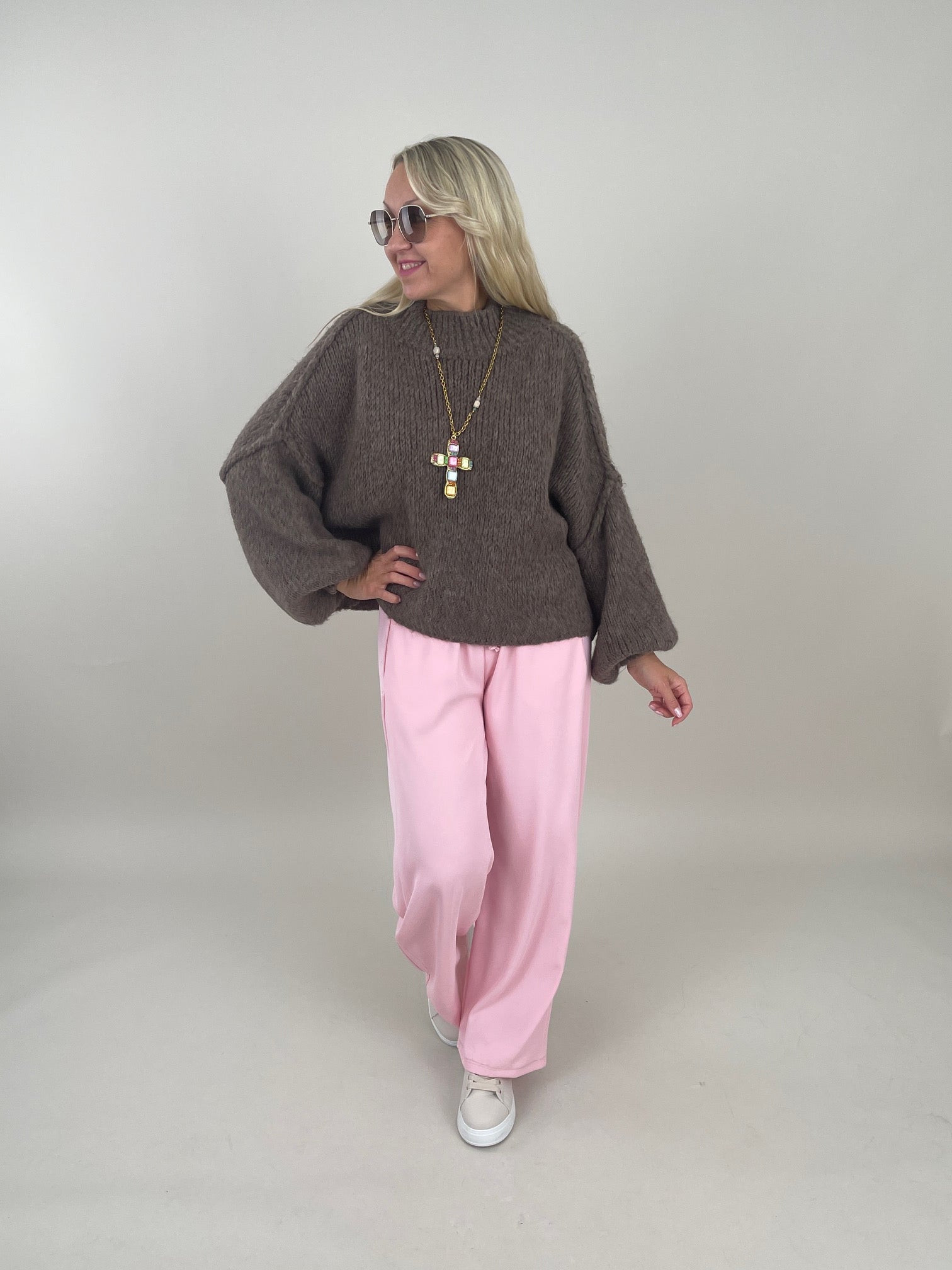 Pullover Grobstrick Uni in Braun Artikel 6256