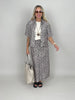 Bluse Kurzarm Leinen Leo-Muster