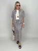 Bluse Kurzarm Leinen Leo-Muster