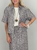 Bluse Kurzarm Leinen Leo-Muster
