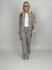 Bluse Kurzarm Leinen Leo-Muster