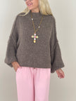 Pullover Grobstrick Uni in Braun Artikel 6256