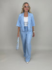 Kurzer Blazer Leinen in Hellblau