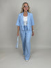 Kurzer Blazer Leinen in Hellblau