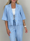 Kurzer Blazer Leinen in Hellblau
