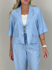 Kurzer Blazer Leinen in Hellblau