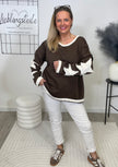 Sweatshirt Sterne-Details in Mokka
