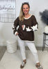 Sweatshirt Sterne-Details in Mokka