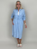 Blusenkleid Leinen Streifen in Hellblau