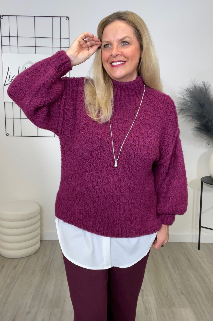 Pullover Bouclé Ballon-Ärmel in versch. Farben Art. 6599