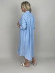 Blusenkleid Leinen Streifen in Hellblau