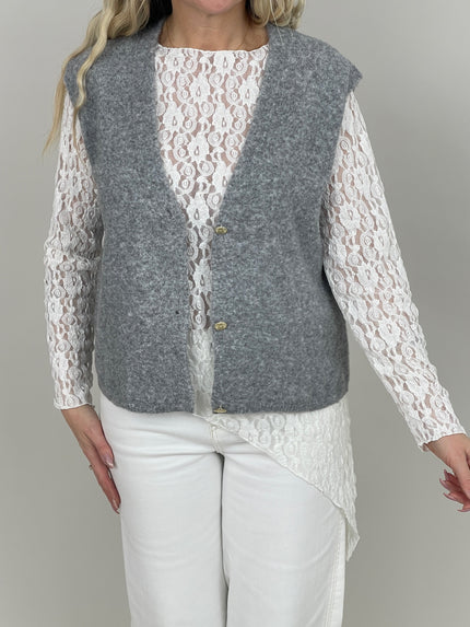 Strickweste mit goldfarbenen Knöpfen in Grau Art. 6733