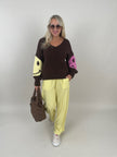 Pullover Grobstrick Smiley in Mokka Artikel 6247