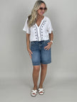 Bluse Musselin mit Muster in Weiß