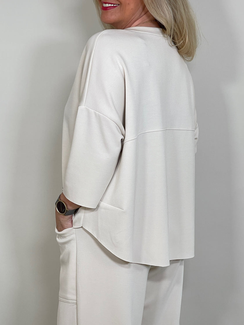 Sweatshirt Halbarm in Beige Artikel 5864