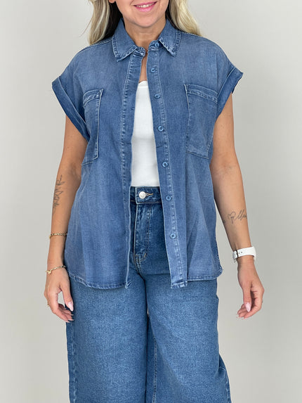 Jeansbluse Kurzarm