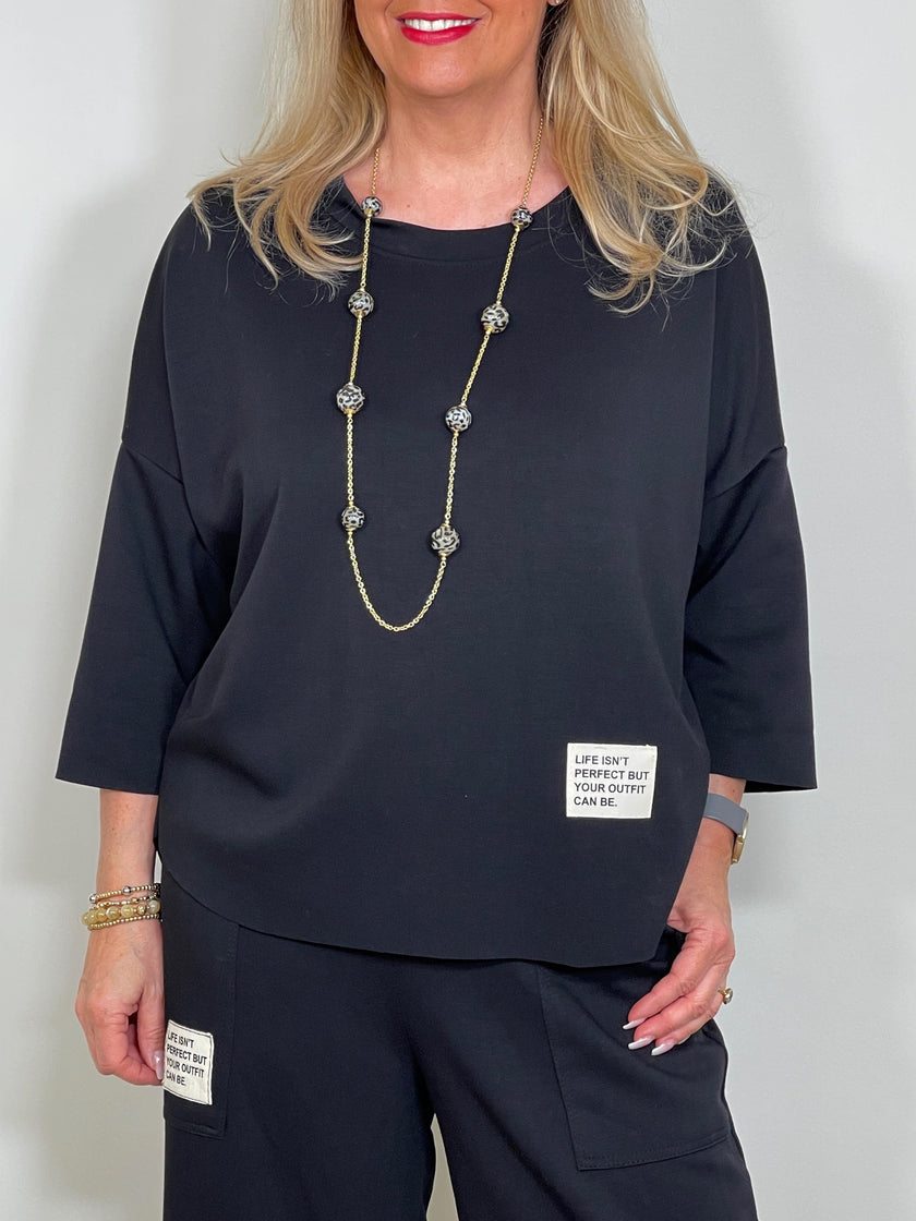 Sweatshirt 3/4 Arm in Schwarz Artikel 5862