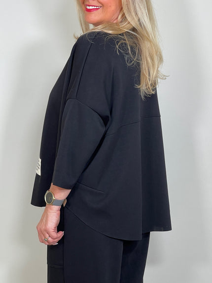 Sweatshirt Halbarm in Schwarz Artikel 5862