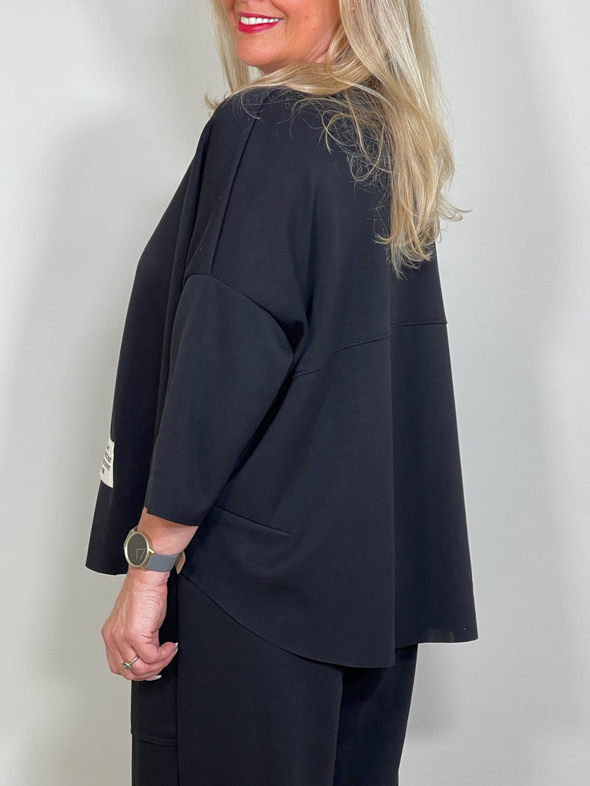 Sweatshirt 3/4 Arm in Schwarz Artikel 5862