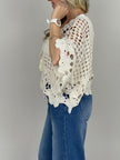 Pullover Häkel-Style mit Schnürung in Beige