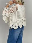Pullover Häkel-Style mit Schnürung in Beige