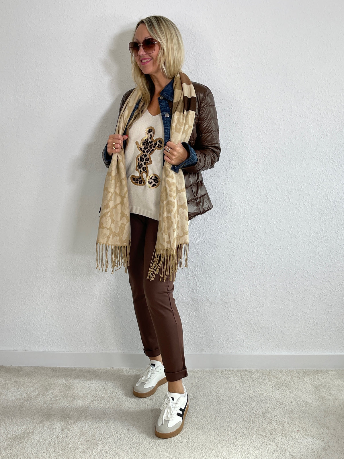 Steppjacke mit Jeanseinsatz in versch. Farben