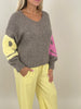 Pullover Grobstrick Smiley in Taupe Artikel 6246