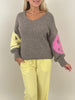 Pullover Grobstrick Smiley in Taupe Artikel 6246