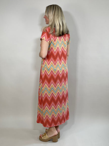 Kleid Feinstrick ZickZack in Rot Artikel 5881