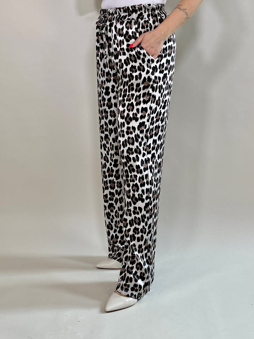 Marlene Hose Satin-Optik Leo in Beige/Braun Artikel 5850