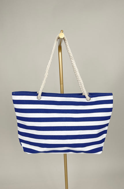 Tasche Beach Streifen in Marine/Weiß