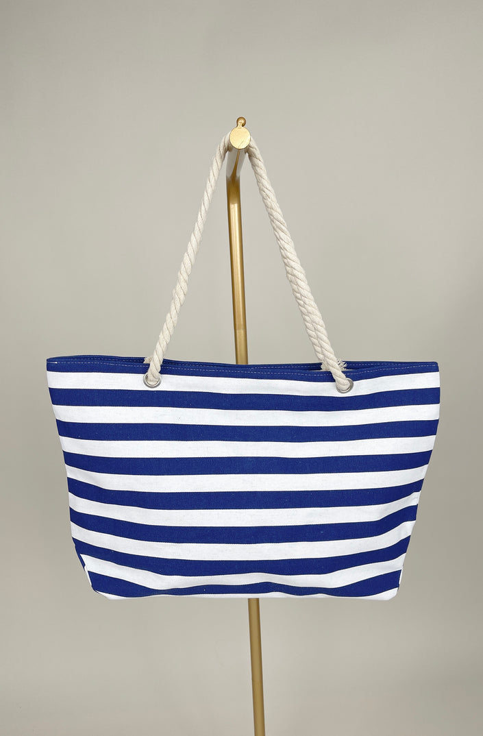 Tasche Beach Streifen in Marine/Weiß